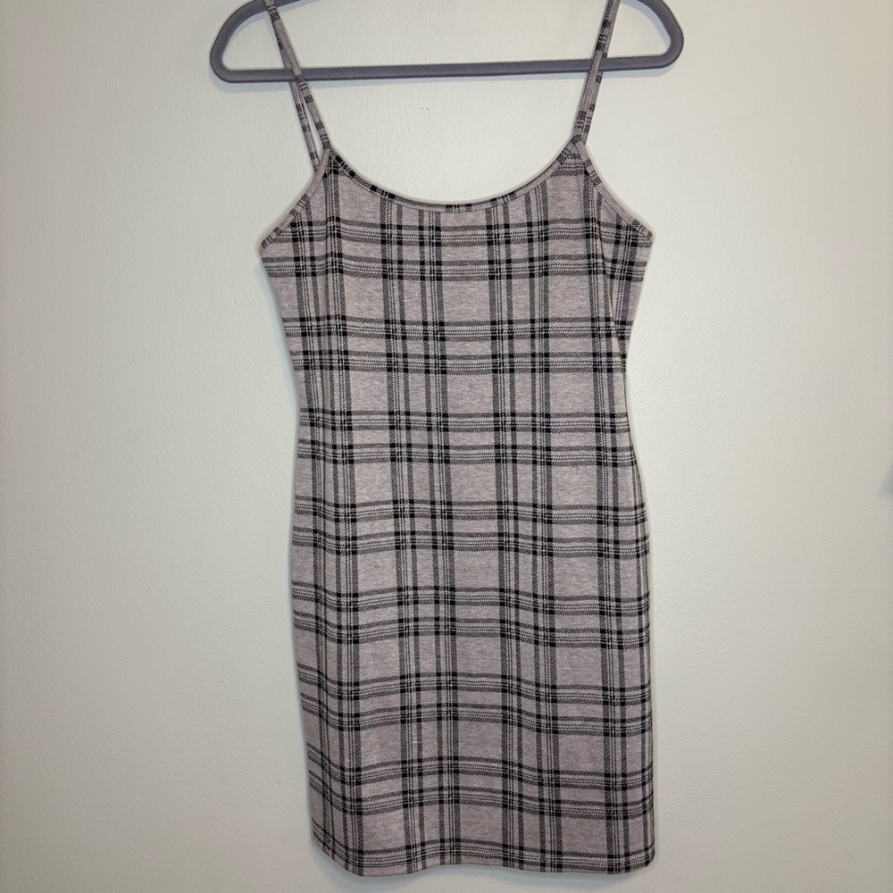 Popular 21 y2k 2000s plaid pattern mini bodycon dress Women's Large